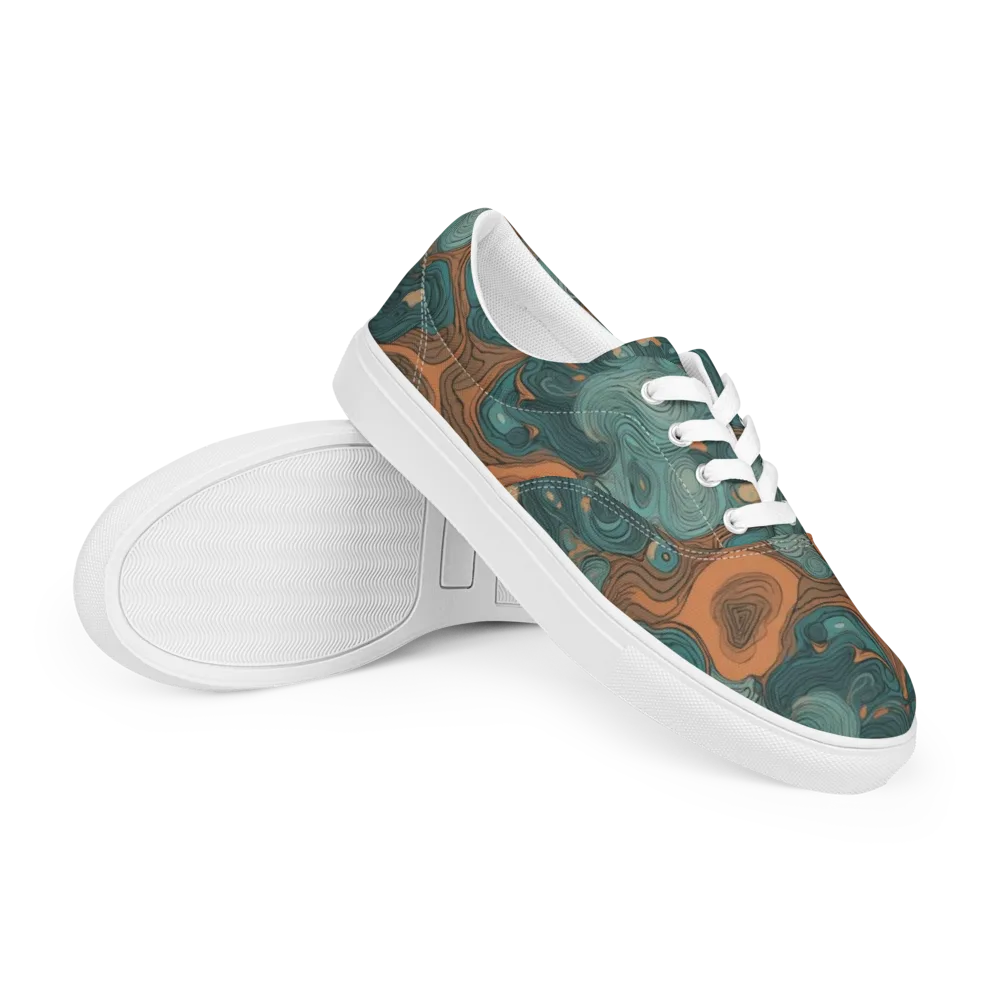 Teal Topography on Men's Lace-Up Canvas Shoes — Right Front