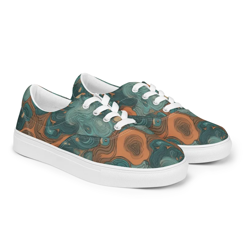 Teal Topography on Men's Lace-Up Canvas Shoes — Right Front