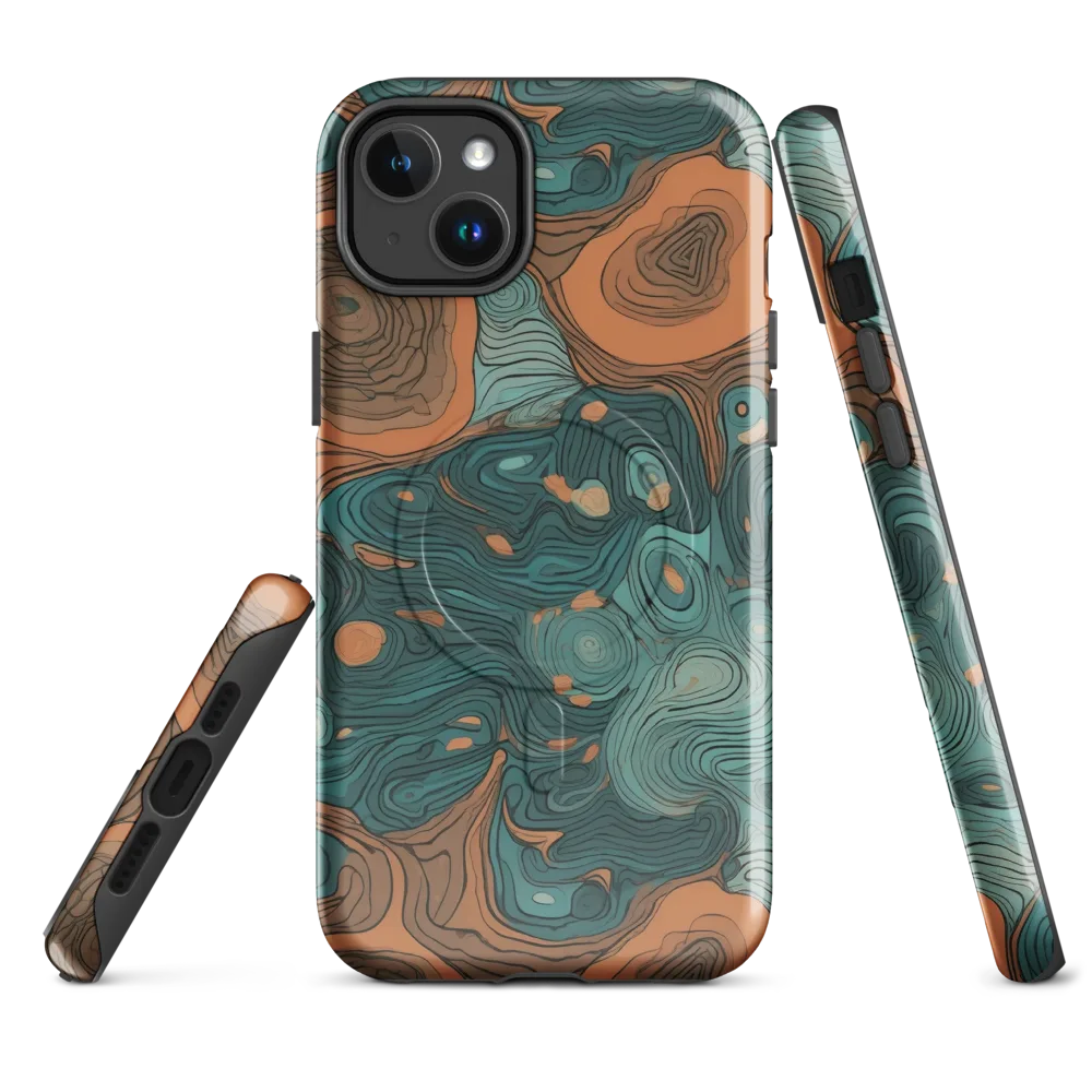 Teal Topography on MagSafe Tough Case for iPhone® — Front
