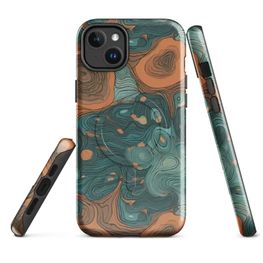 Teal Topography on a MagSafe Tough Case for iPhone®