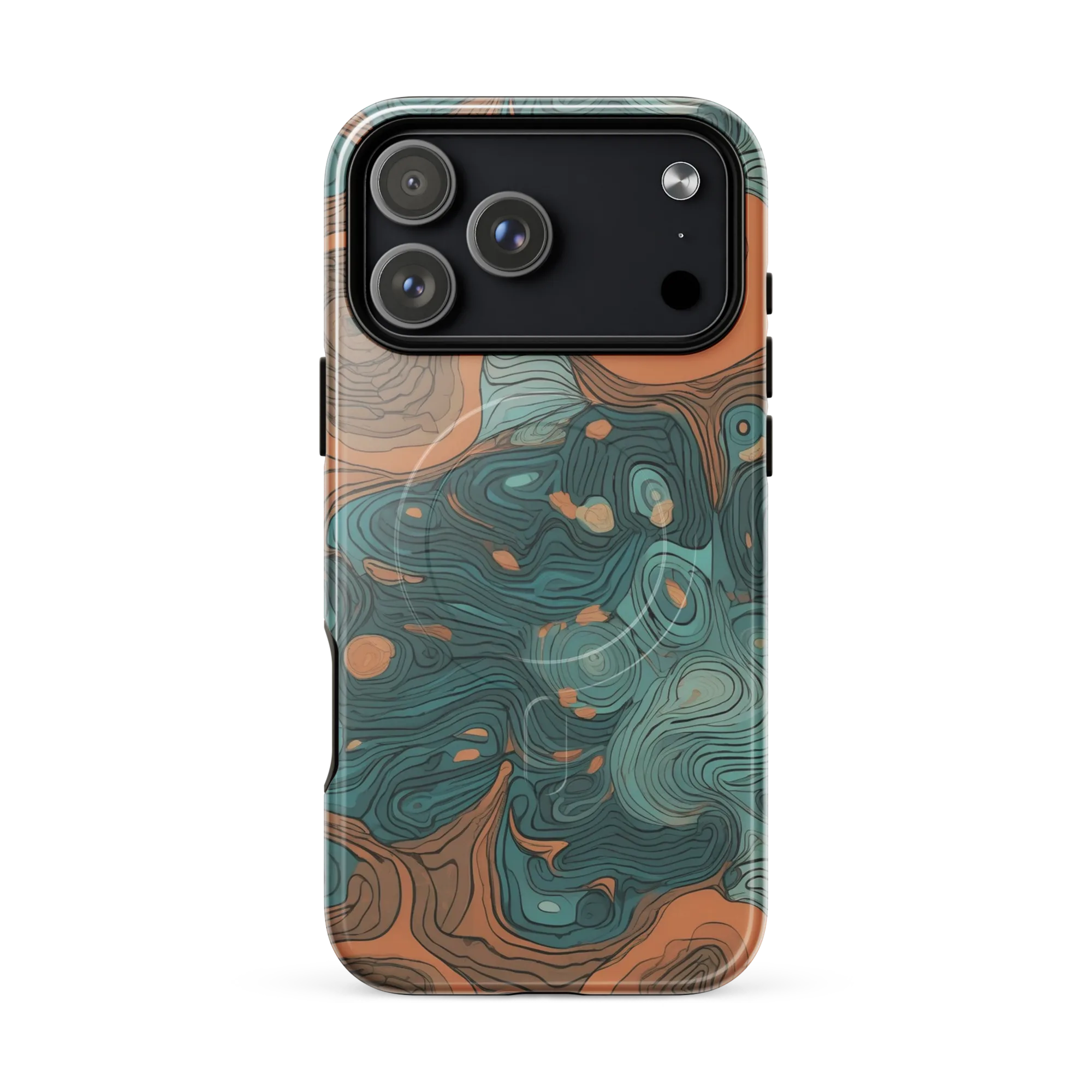 Teal Topography on MagSafe Tough Case for iPhone® — Front