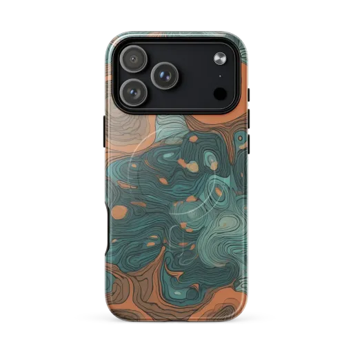 Teal Topography MagSafe Tough Case for iPhone® on model