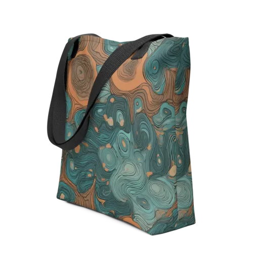 Teal Topography on a Tote Bag