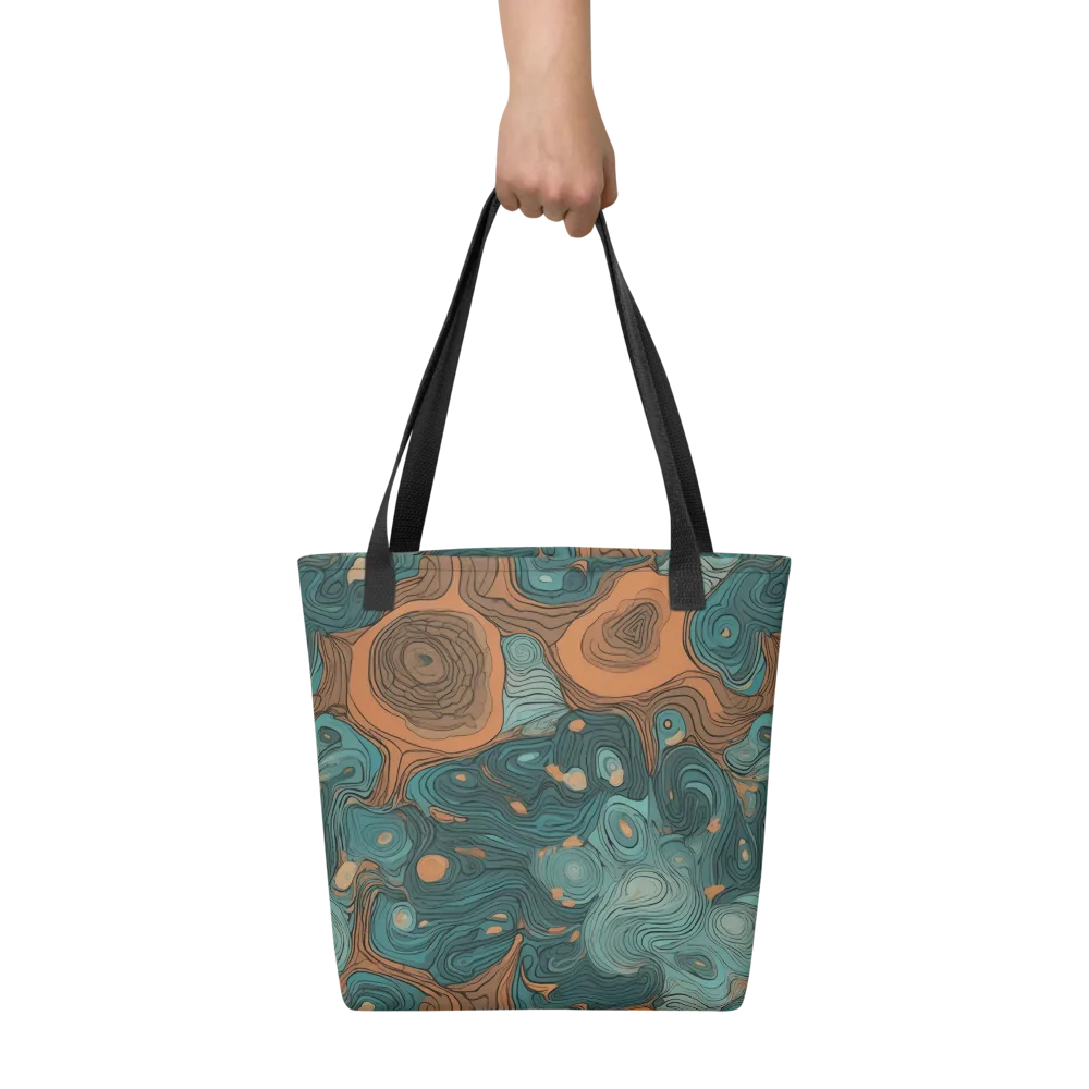 Teal Topography on Tote Bag — Front
