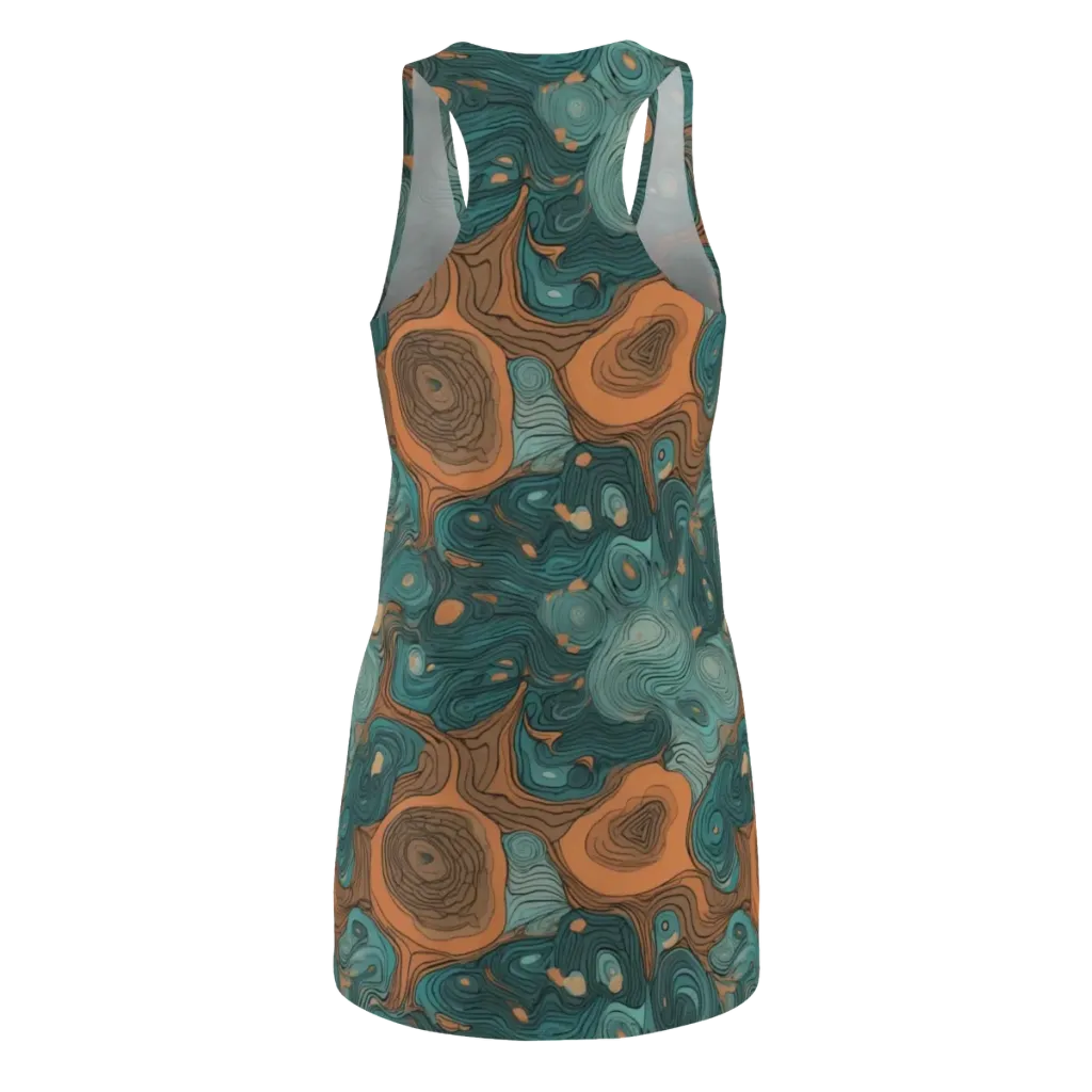 Teal Topography on Racerback Dress — Back