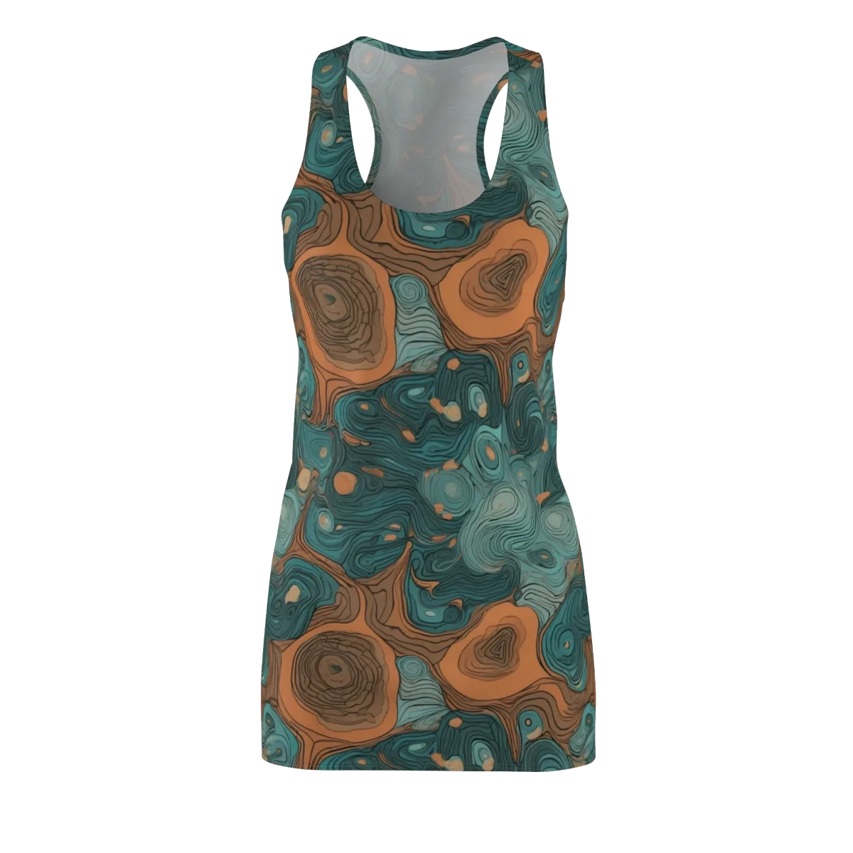 Teal Topography on Racerback Dress — Front