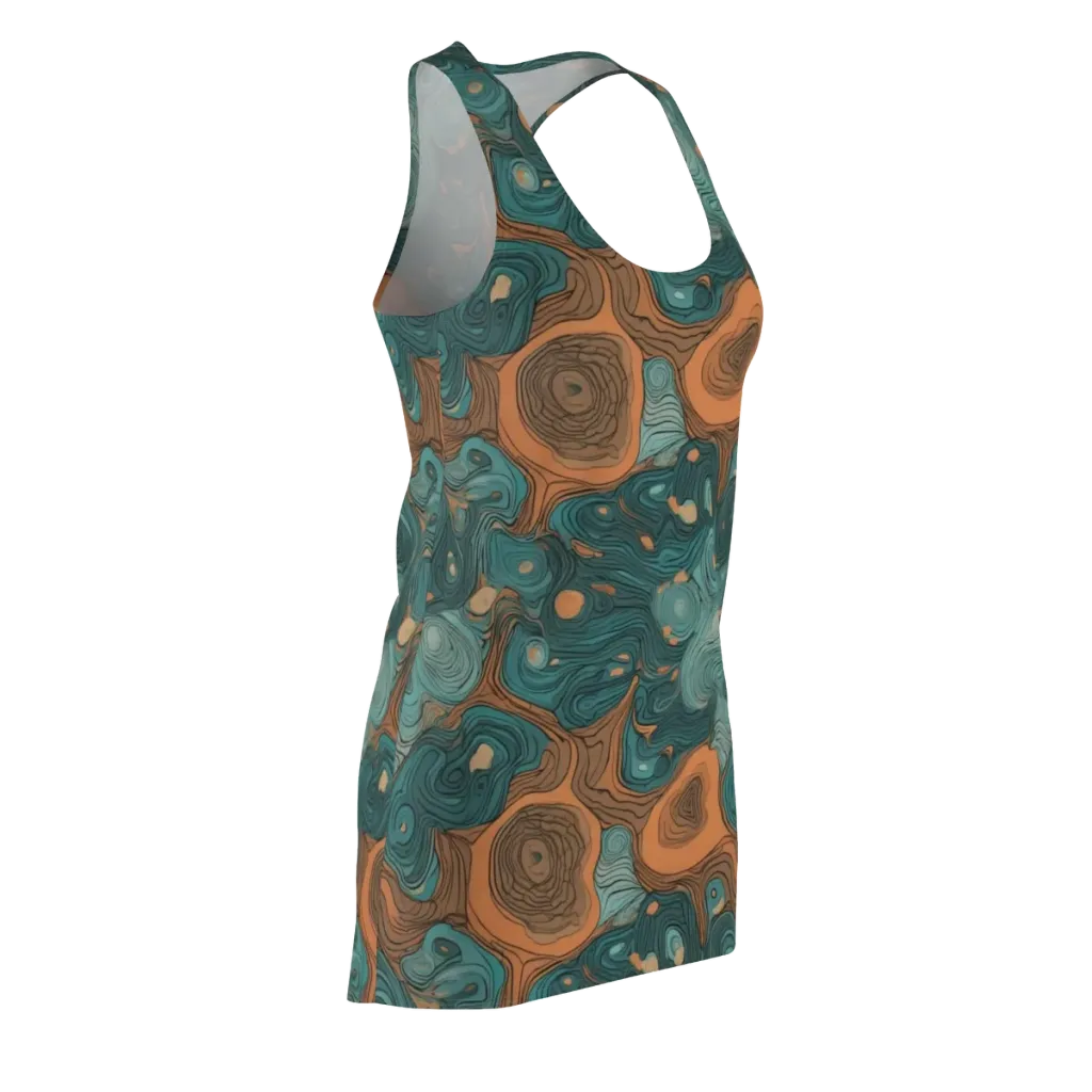 Teal Topography on Racerback Dress — Front Side