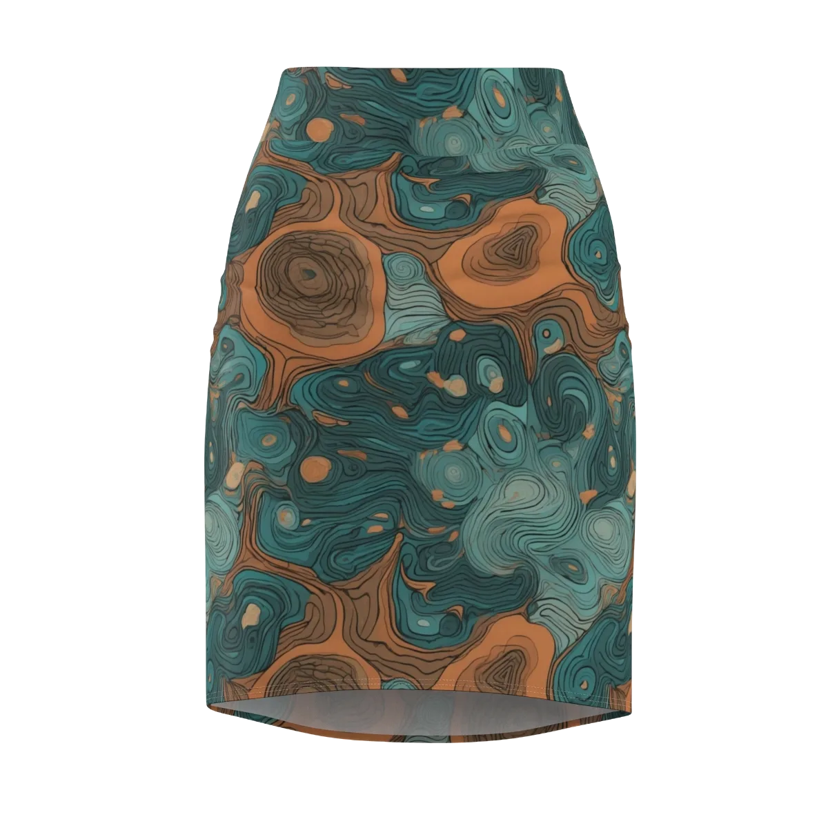 Teal Topography on Pencil Skirt — Front