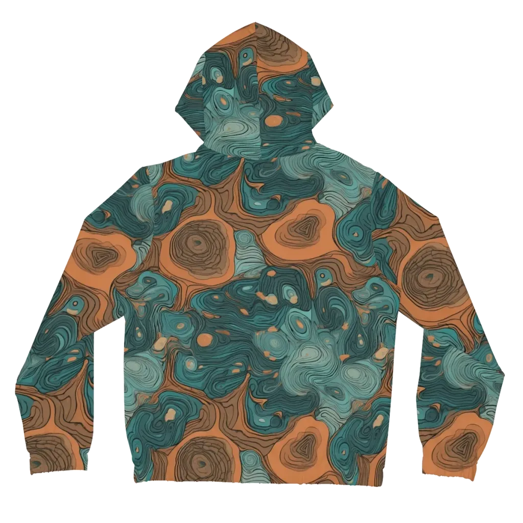 Teal Topography on Women's Full-Zip Hoodie — Back