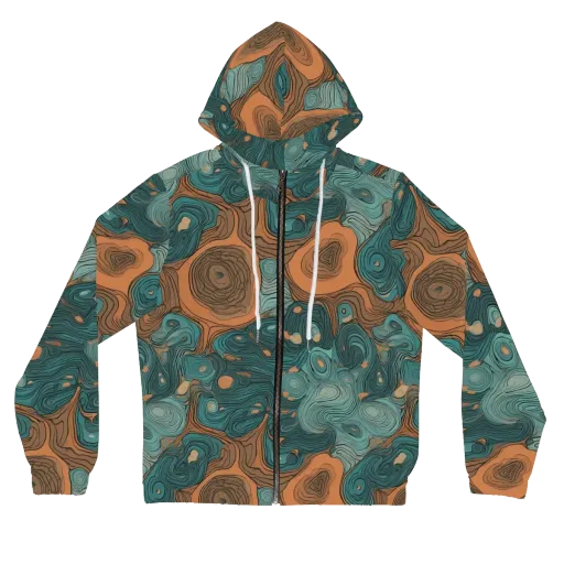 Teal Topography on a Women's Full-Zip Hoodie