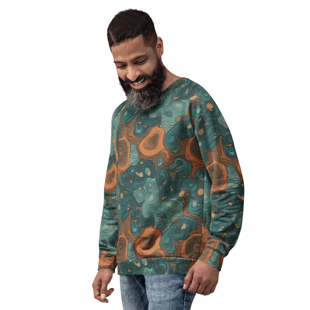 Teal Topography on Sweatshirt — Left Front