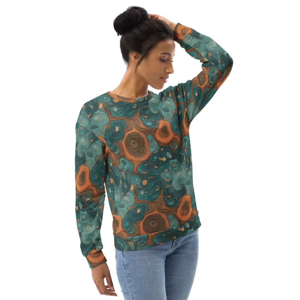 Teal Topography on Sweatshirt — Right Front