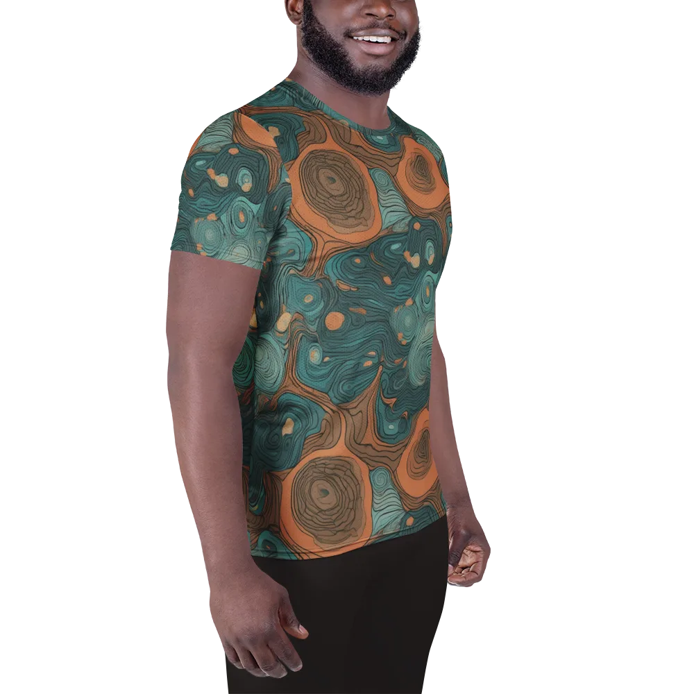 Teal Topography on Men's Athletic T-Shirt — Right