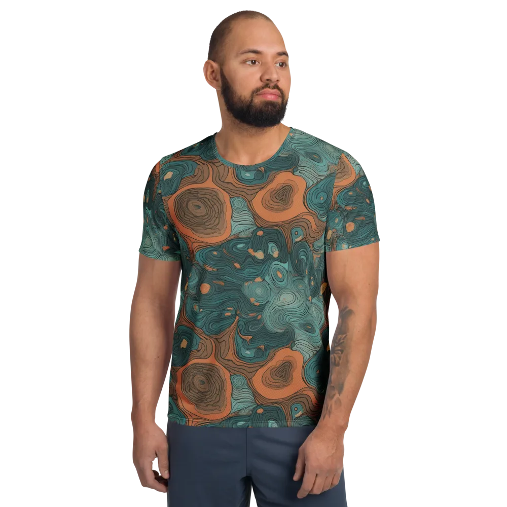 Teal Topography on Men's Athletic T-Shirt — Front