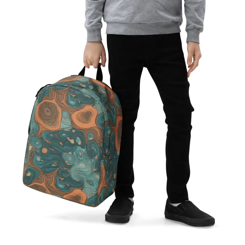 Teal Topography on Minimalist Backpack — Zoomed-in