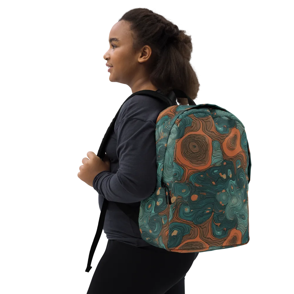 Teal Topography on Minimalist Backpack — Right Front