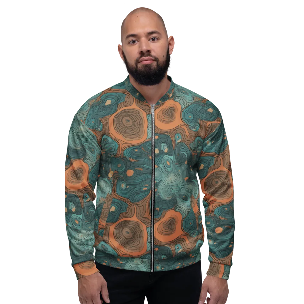 Teal Topography on Bomber Jacket — Front