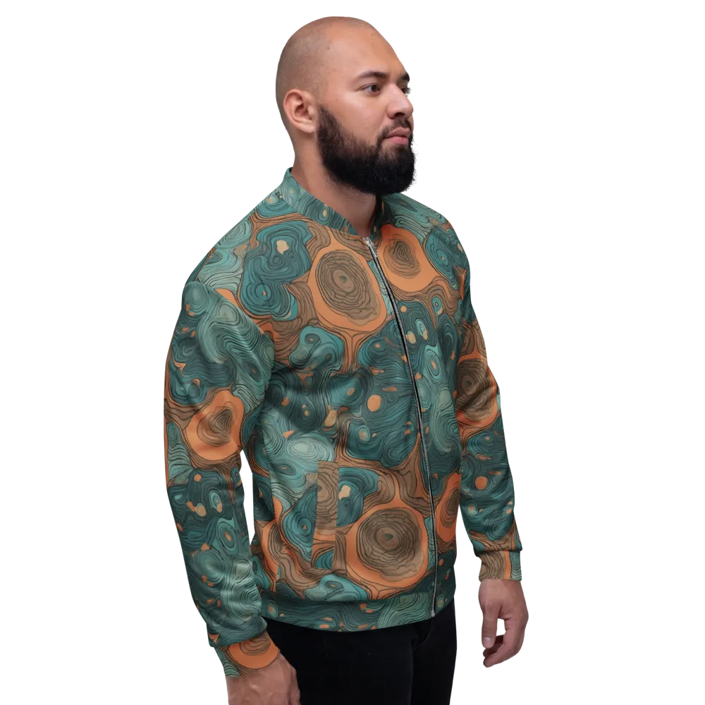 Teal Topography on Bomber Jacket — Right
