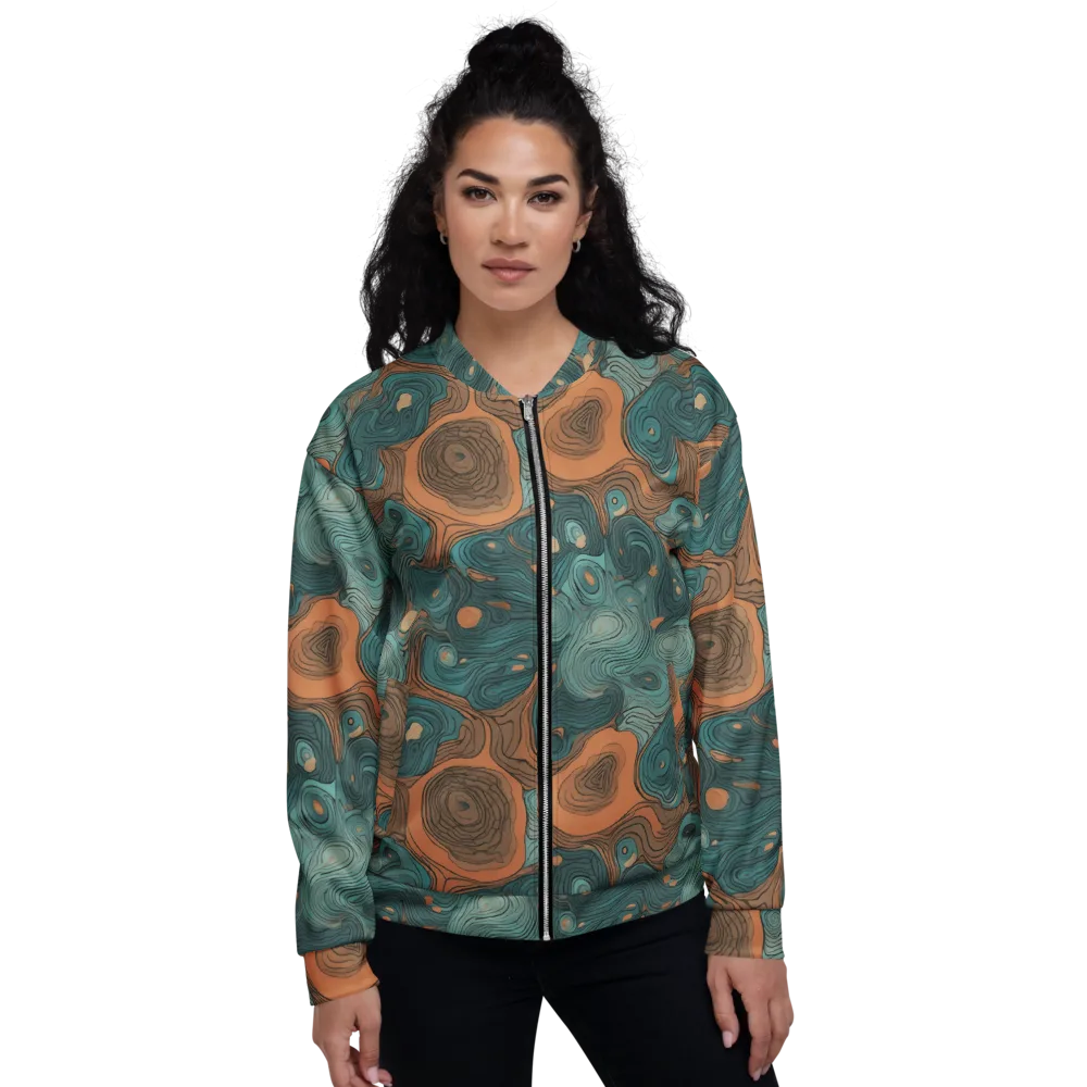 Teal Topography on Bomber Jacket — Front