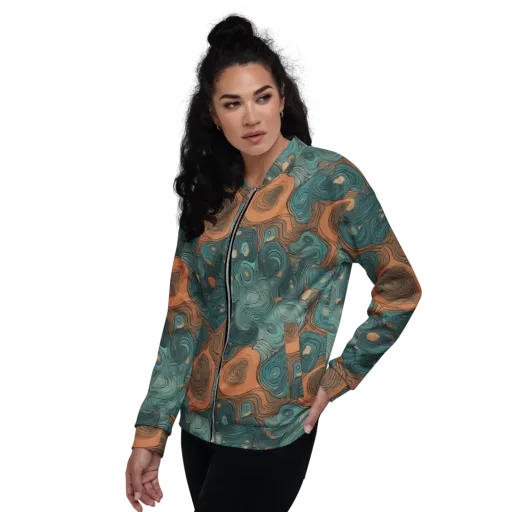 Teal Topography on a Bomber Jacket