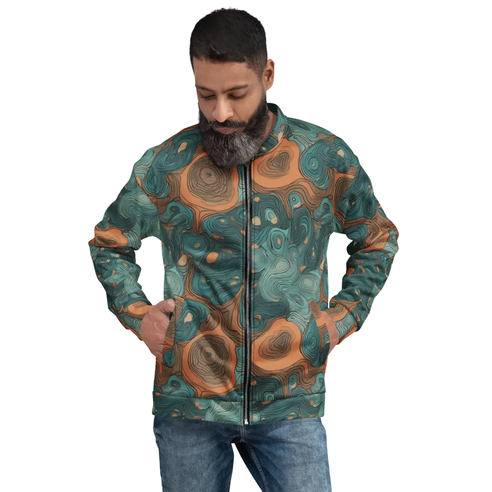 Teal Topography on Bomber Jacket — Front