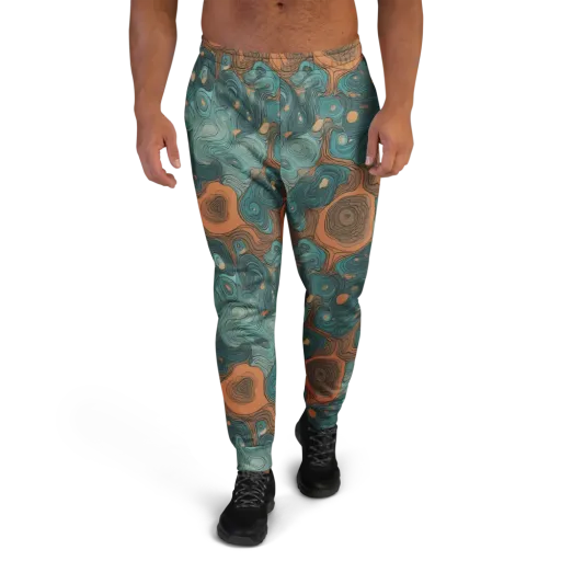 Teal Topography on a Men's Joggers
