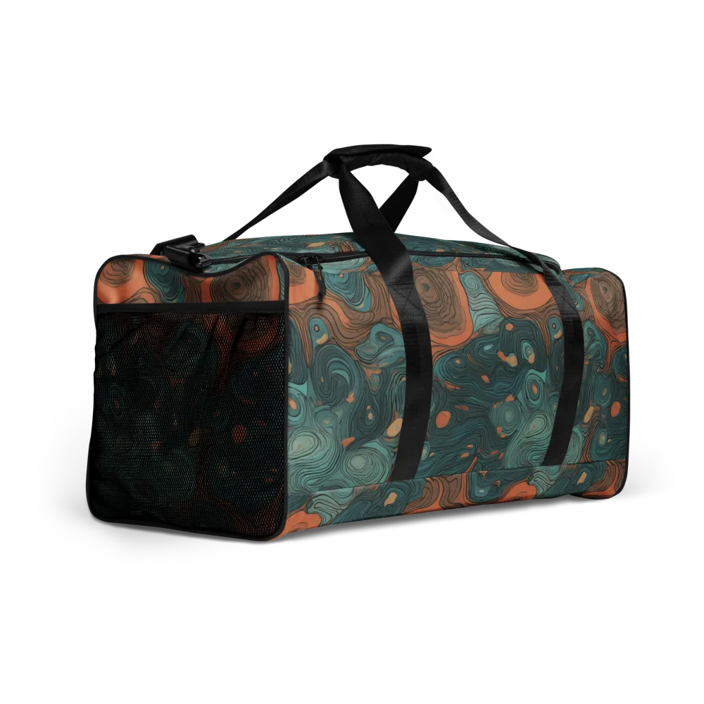 Teal Topography on Duffle Bag — Right Front