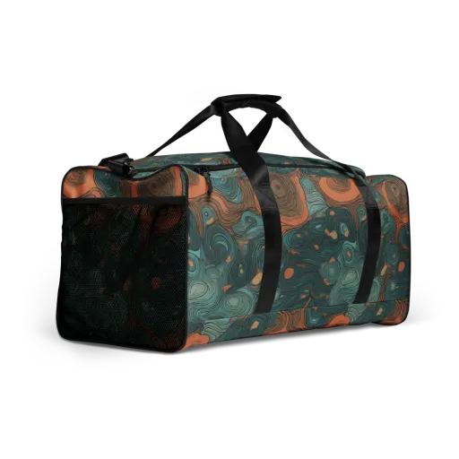 Teal Topography on a Duffle Bag