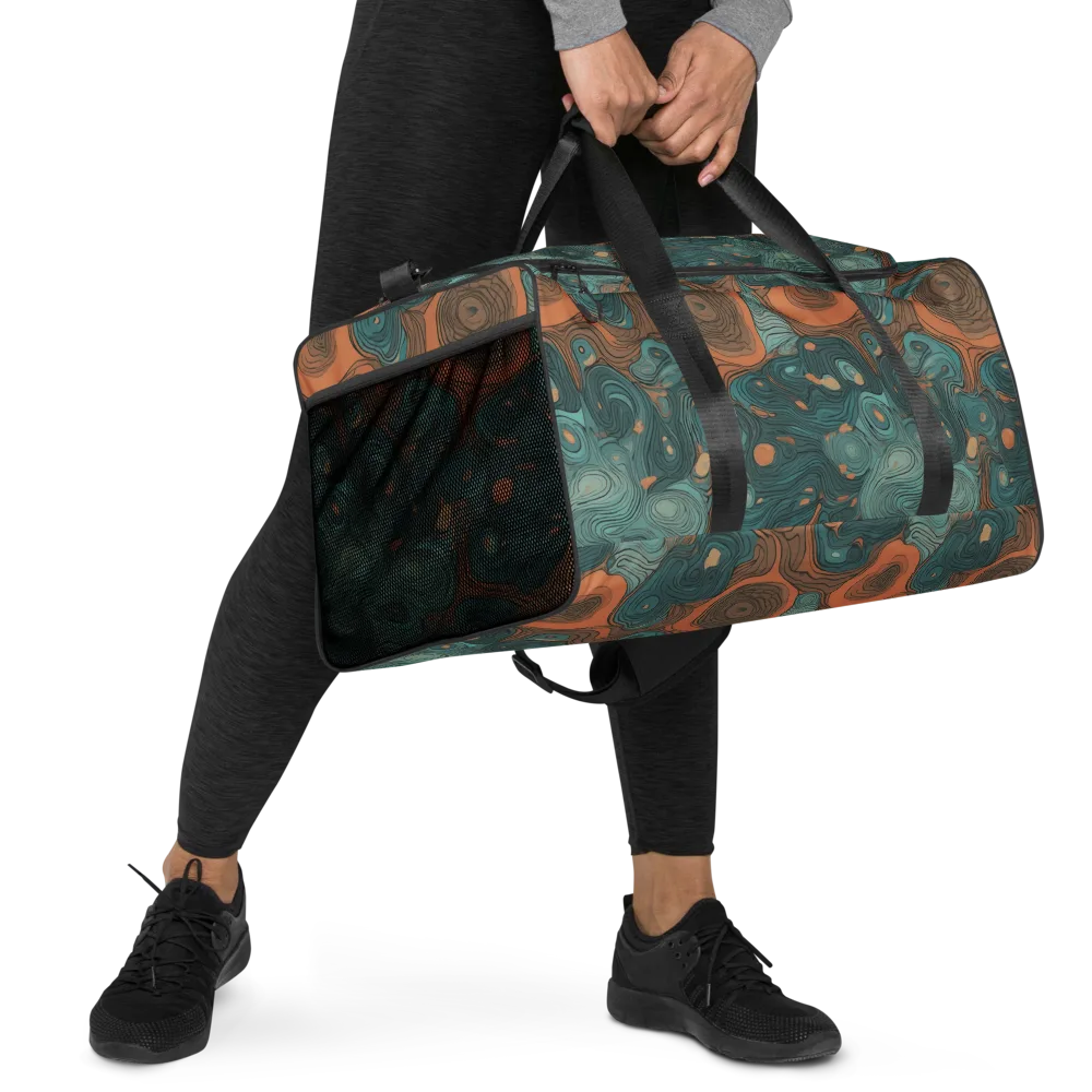 Teal Topography on Duffle Bag — Right Front