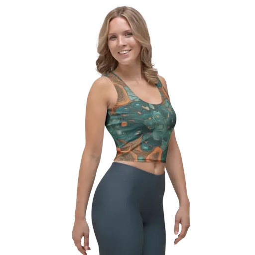Teal Topography on a Crop Top