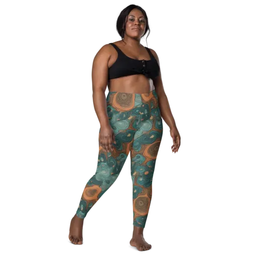 Teal Topography on a Leggings with Pockets