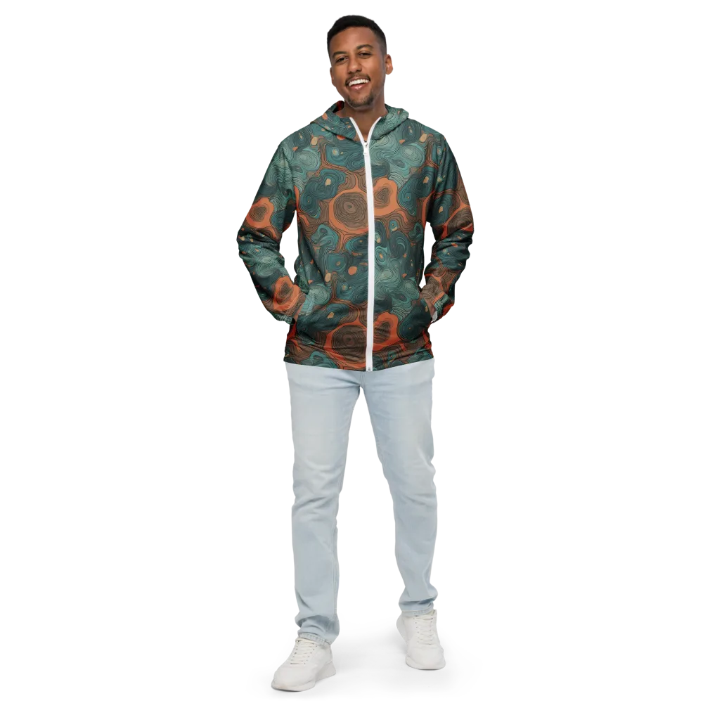 Teal Topography on Men's Windbreaker — Front