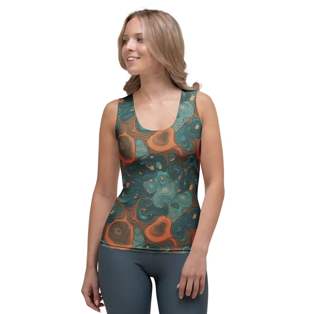 Teal Topography on Women's Tank Top — Front