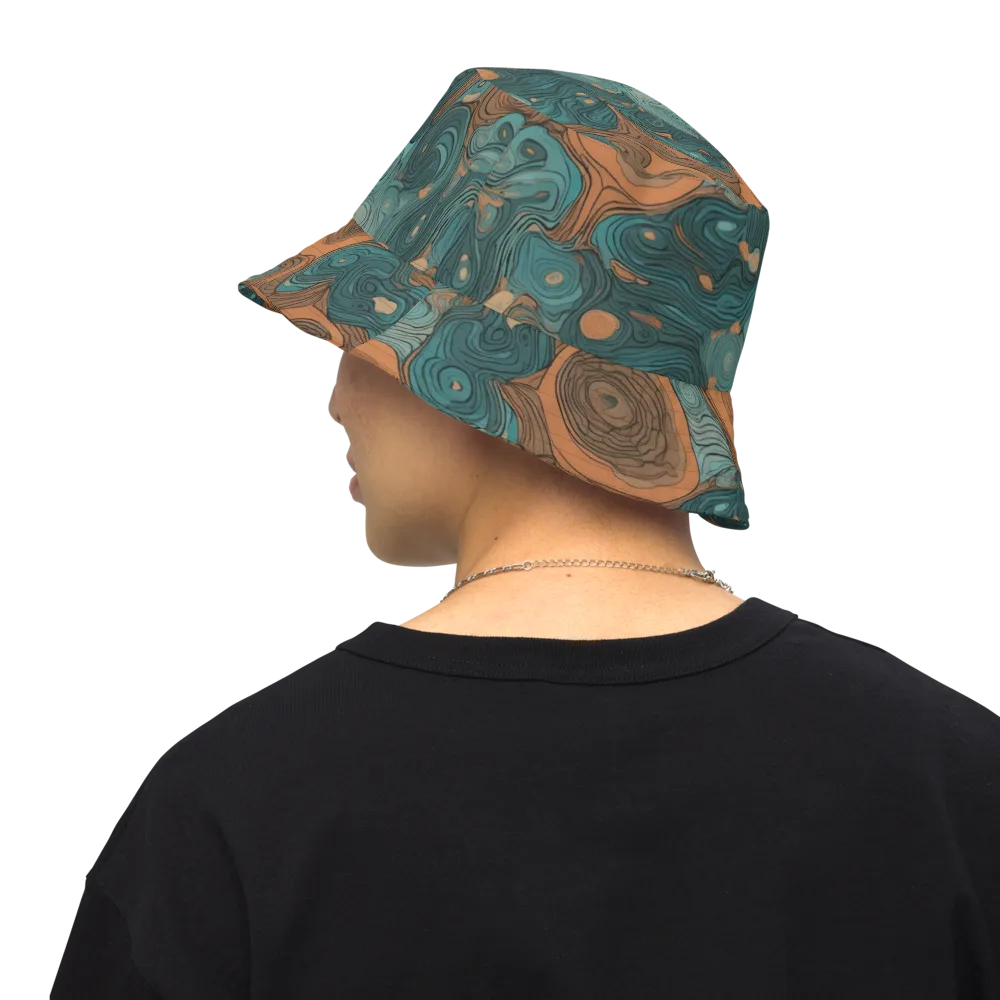Teal Topography on Reversible Bucket Hat — Back Inside