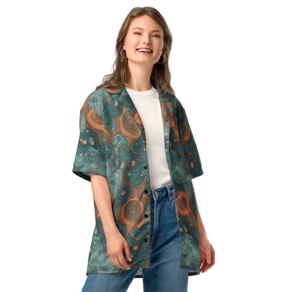 Teal Topography on Button Shirt — Front