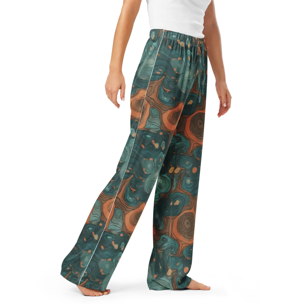 Teal Topography on Women's Pajama Pants — Right Front