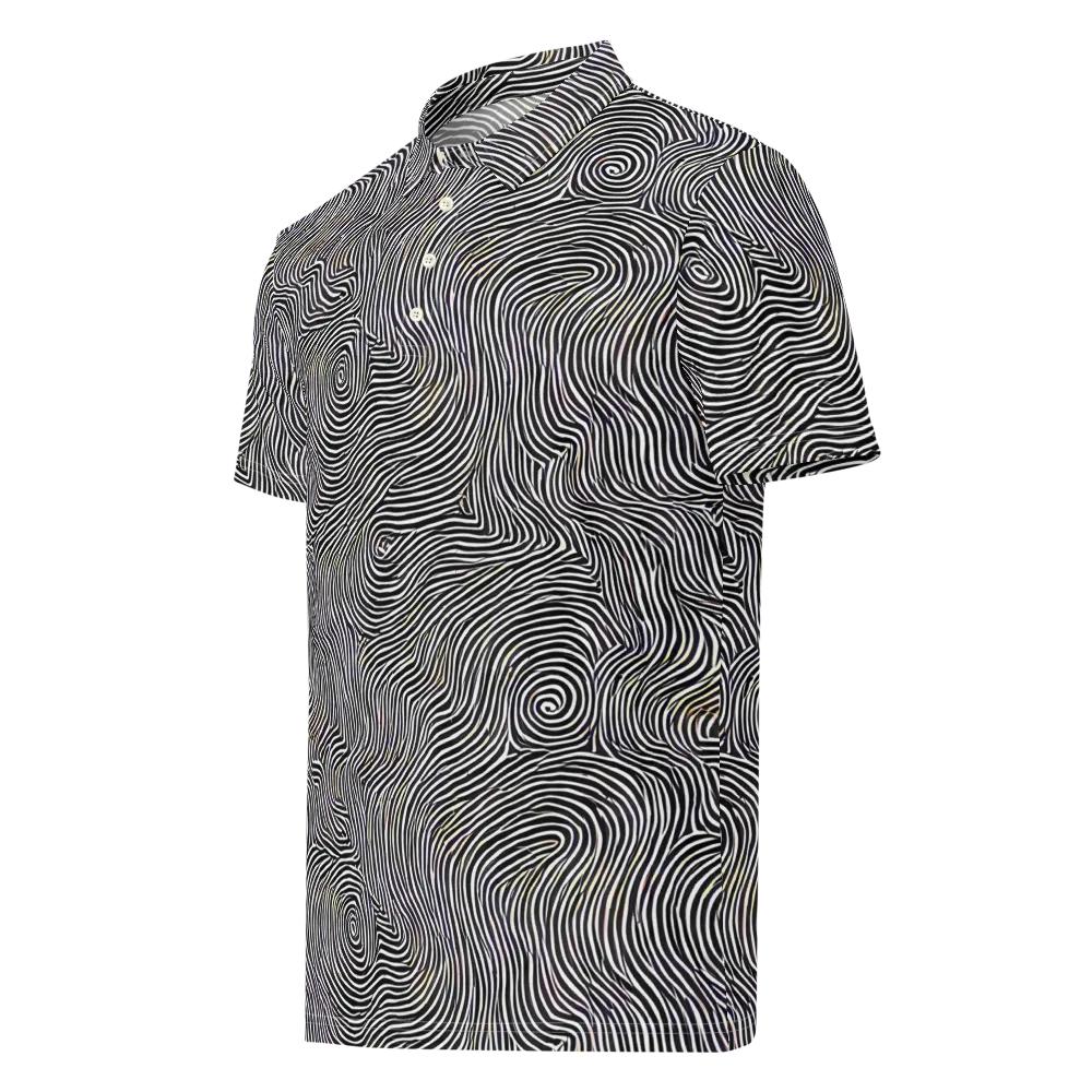 Noir Contours on Men's Slim Fit Polo Shirt — Left Front