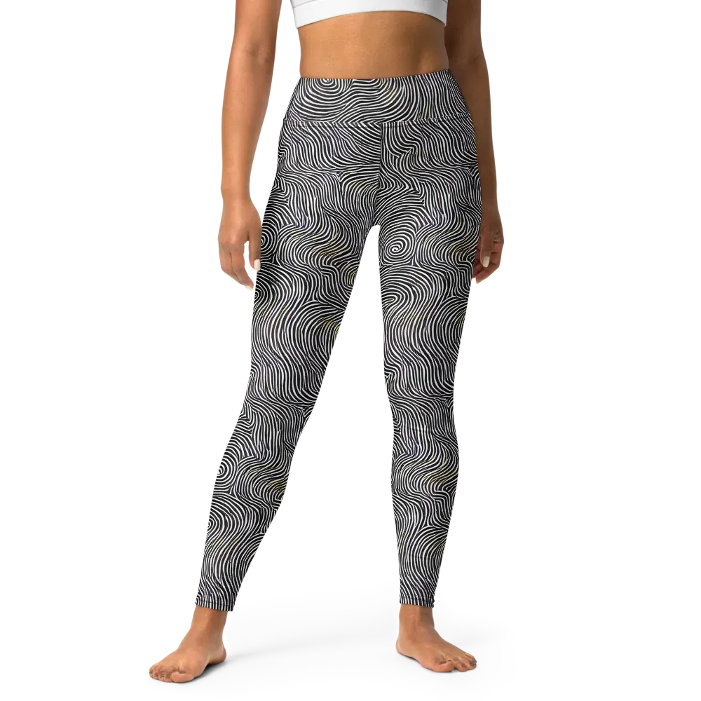 Noir Contours on Yoga Leggings — Front