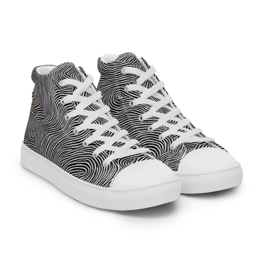 Noir Contours on a Men's High Top Canvas Shoes