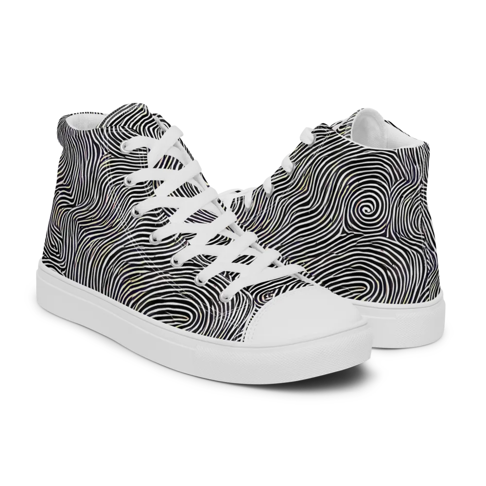 Noir Contours on Men's High Top Canvas Shoes — Right
