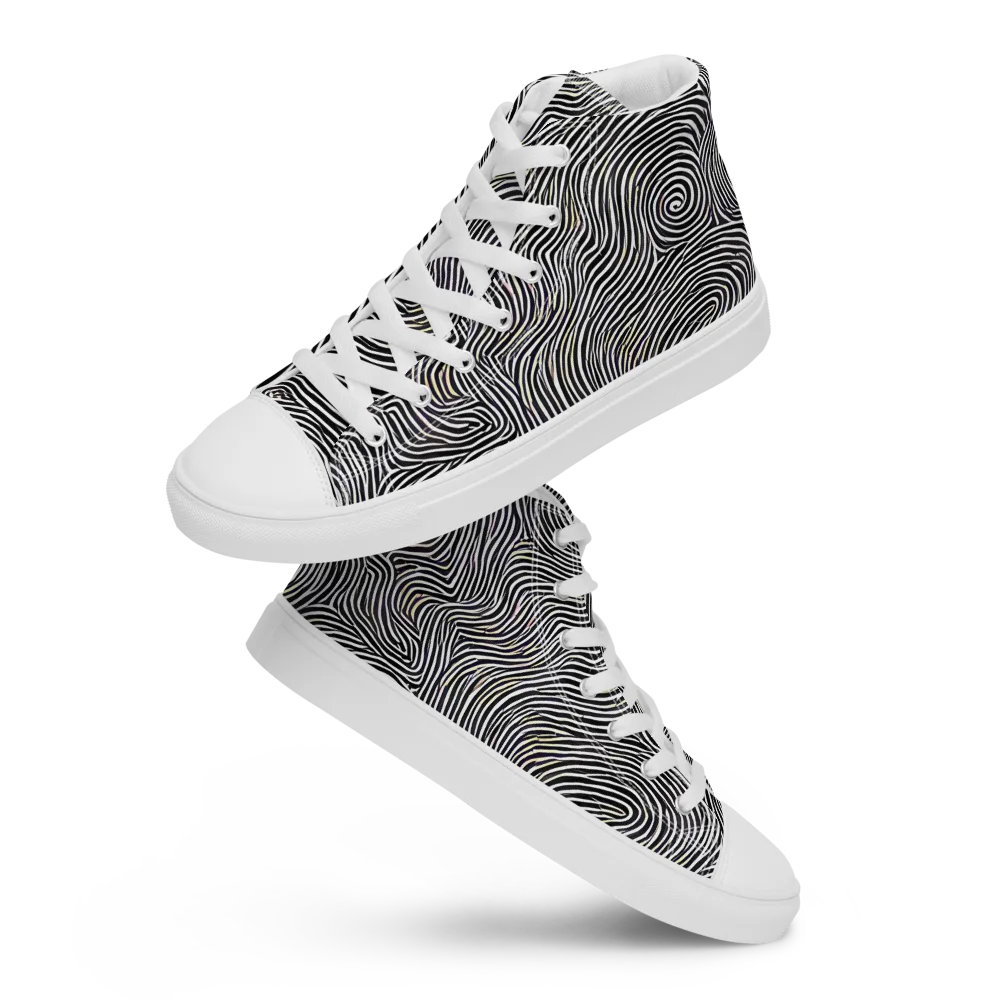 Noir Contours on Men's High Top Canvas Shoes — Front