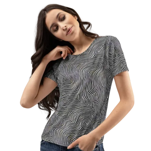 Noir Contours on a Women's Crew Neck T-Shirt