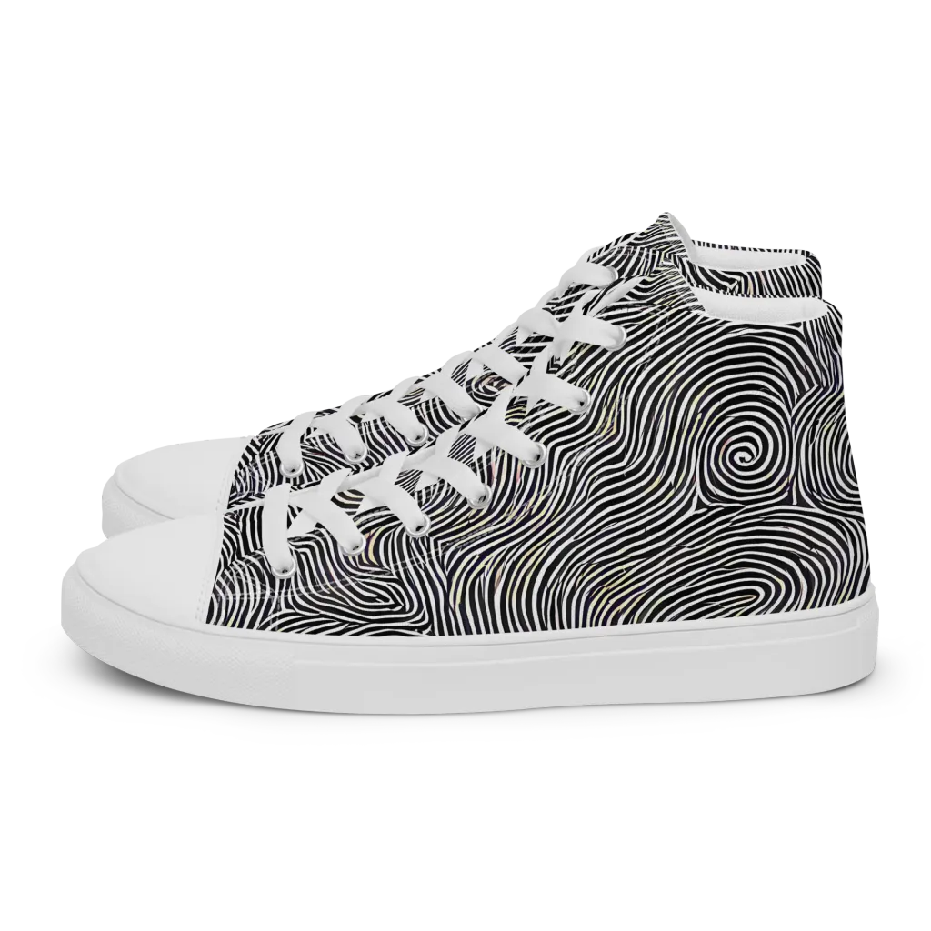 Noir Contours on Women's High Top Canvas Shoes — Left