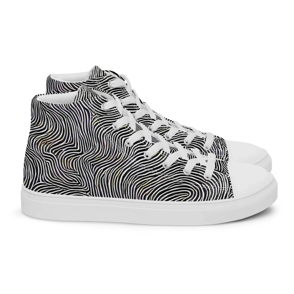 Noir Contours on Women's High Top Canvas Shoes — Right