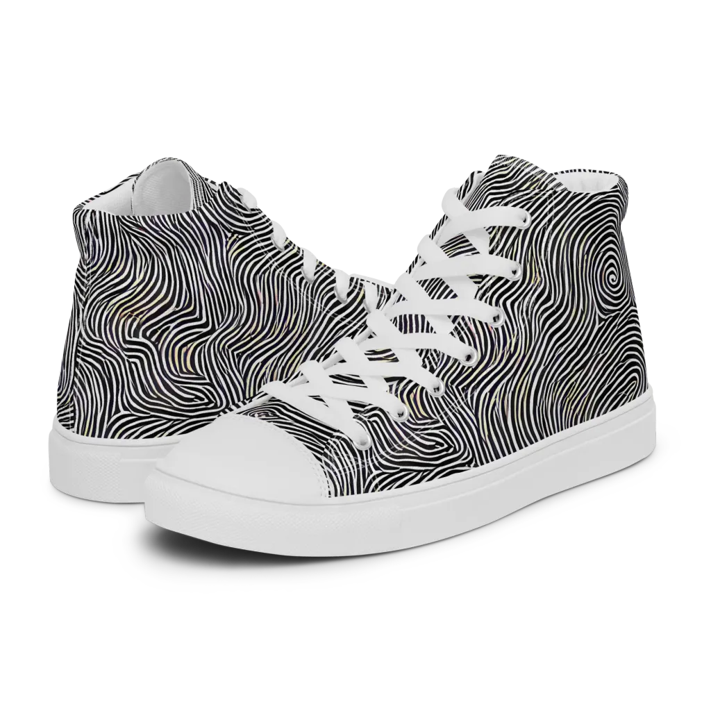 Noir Contours on Women's High Top Canvas Shoes — Left