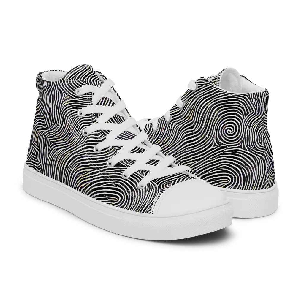 Noir Contours on Women's High Top Canvas Shoes — Right