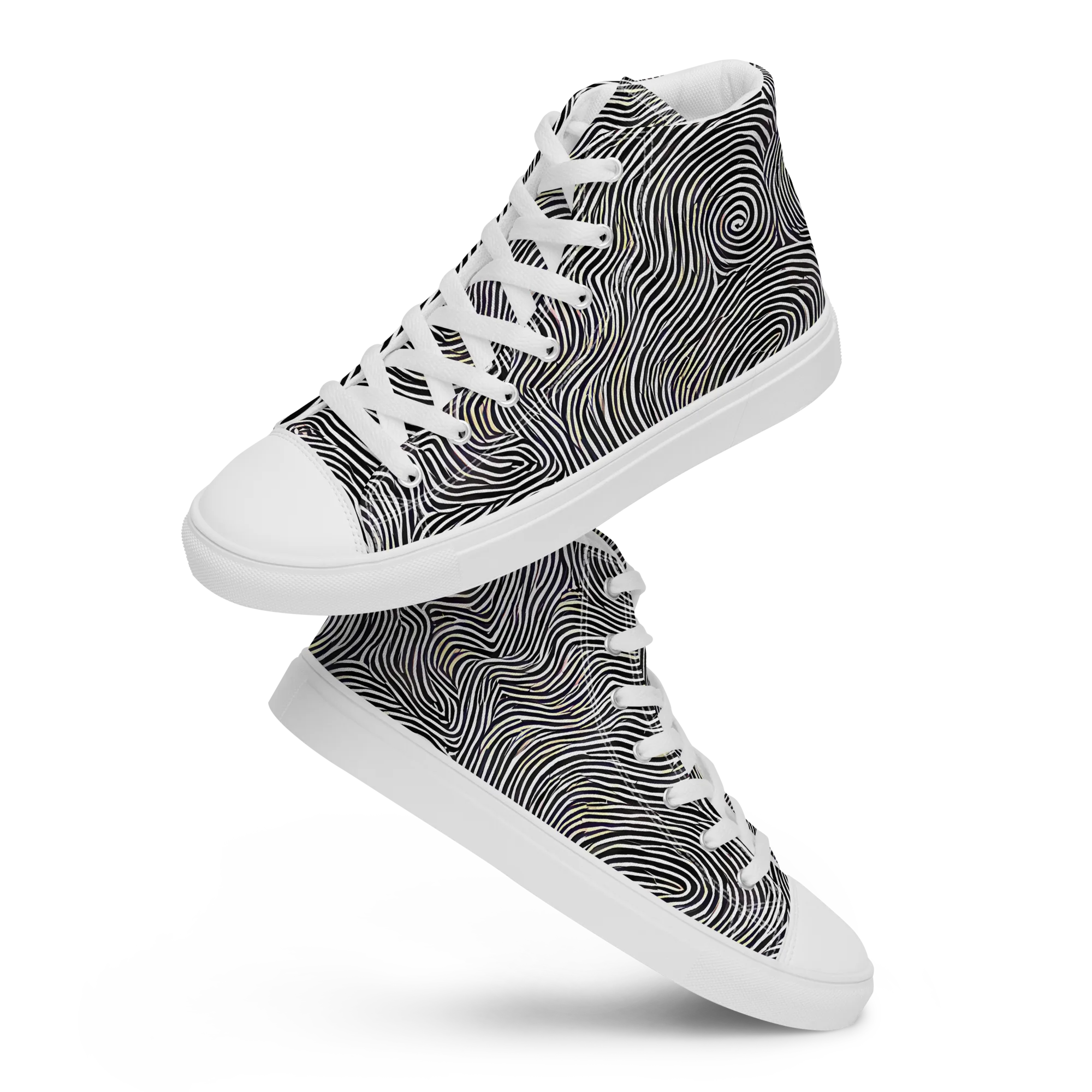 Noir Contours on Women's High Top Canvas Shoes — Front