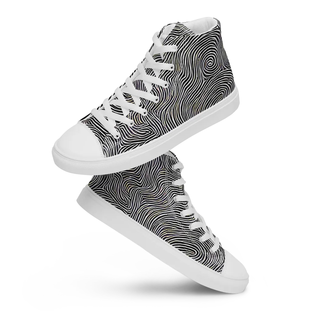 Noir Contours on Women's High Top Canvas Shoes — Front