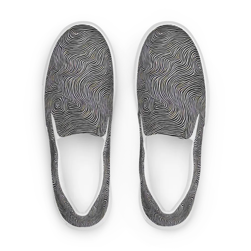 Noir Contours on Men's Slip-On Canvas Shoes — Front
