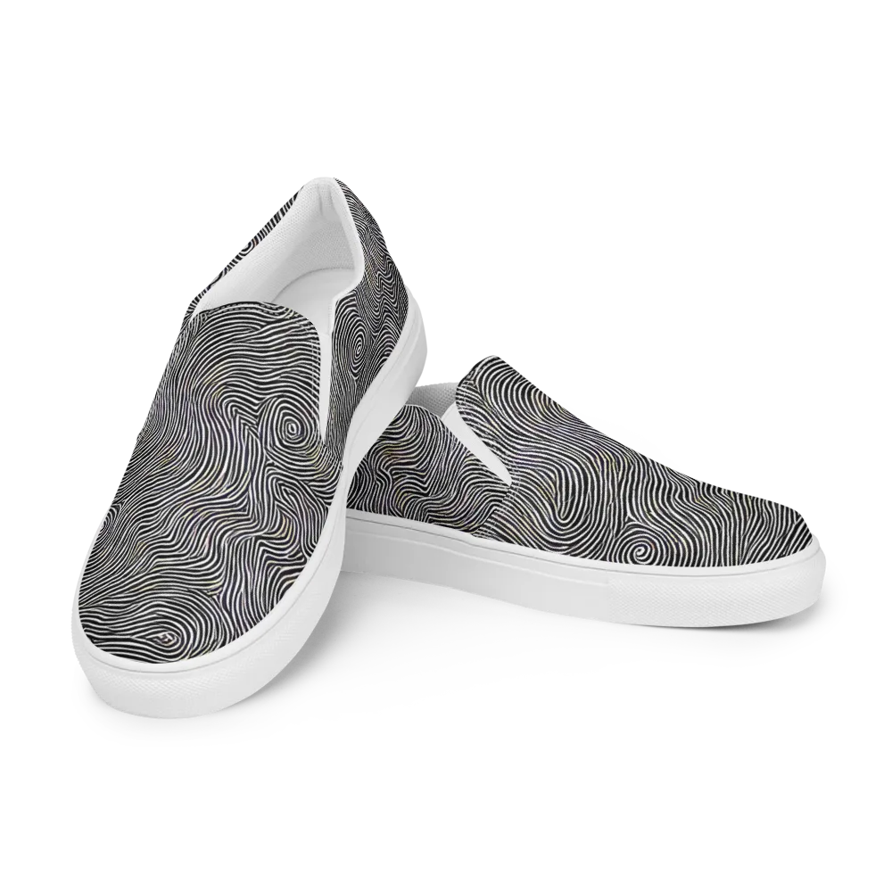 Noir Contours on Men's Slip-On Canvas Shoes — Left Front
